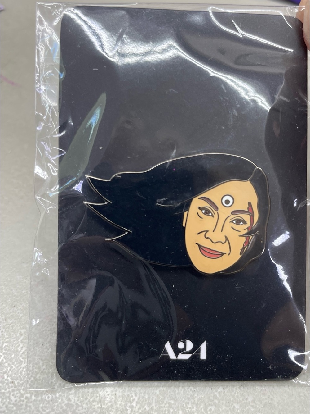 A24 Black & Cream Enamel Face Brooch